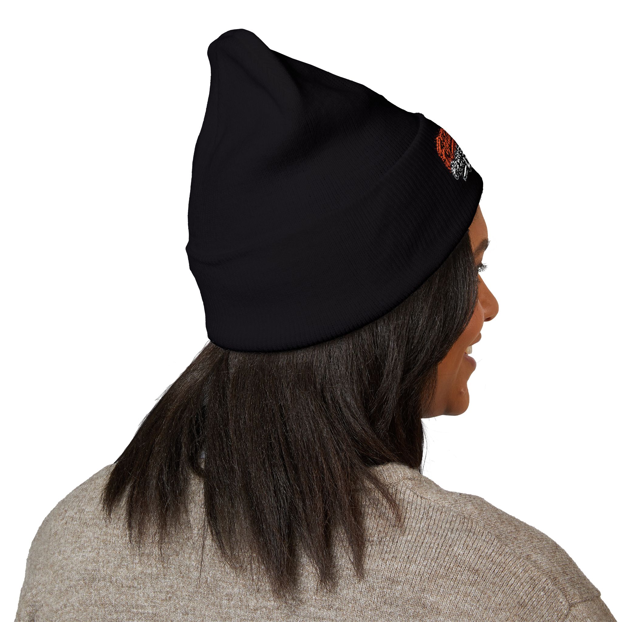 Copy of Embroidered Orange and Black Text Beanie - Image 16